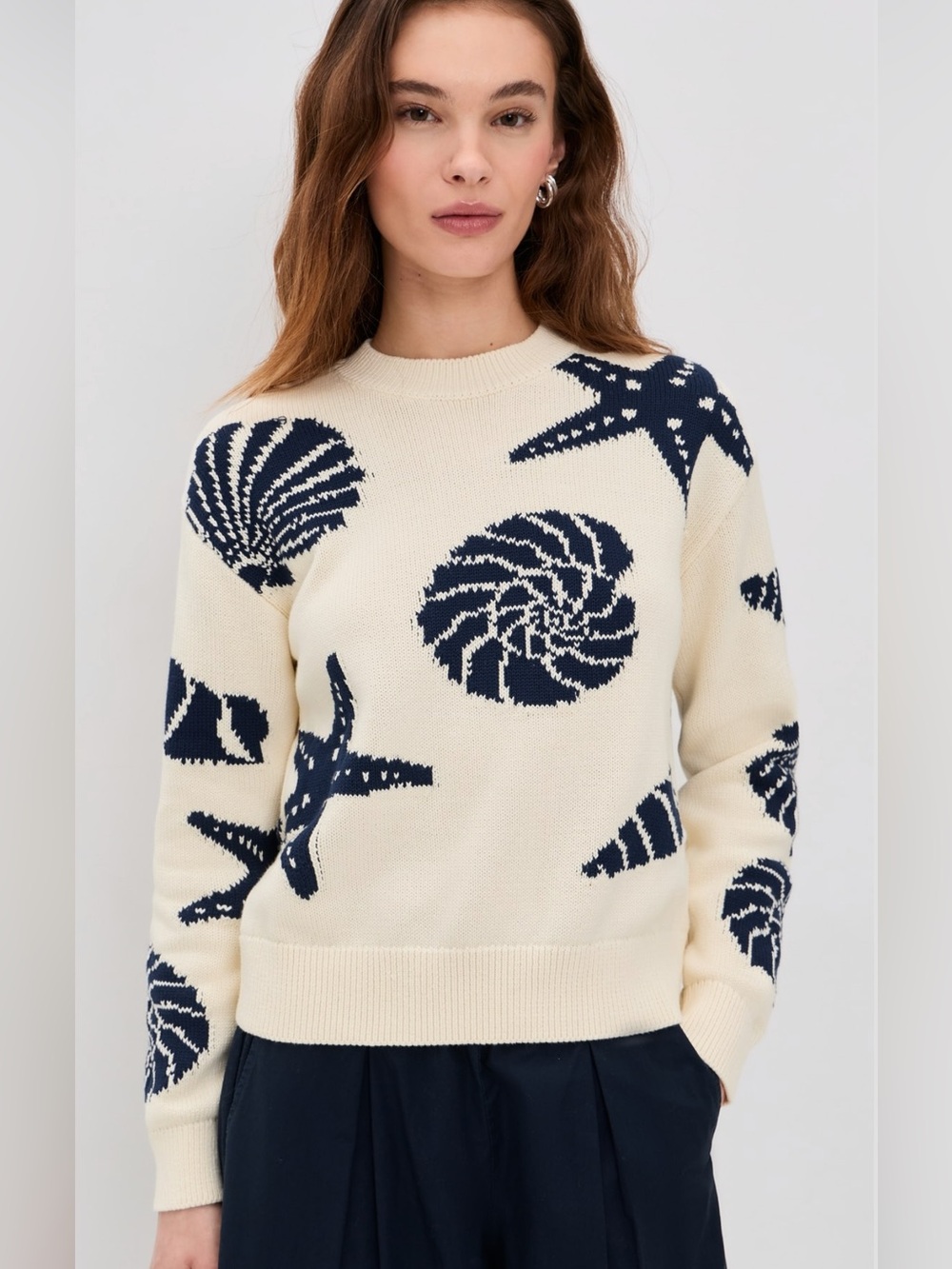 Rails Zoey Seashell Intarsia Cotton Sweater.